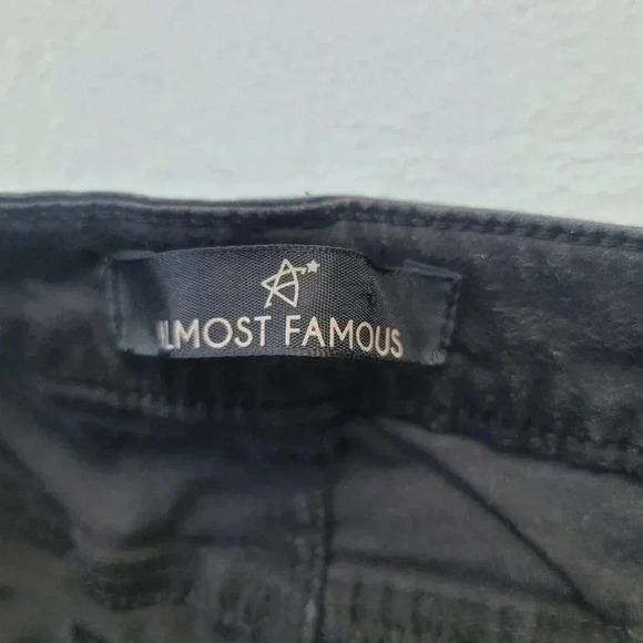 Almost Famous Jeans Womens 9 Black Denim Tapered Jeggings Lace Up Stretch Skinny - Picture 4 of 9